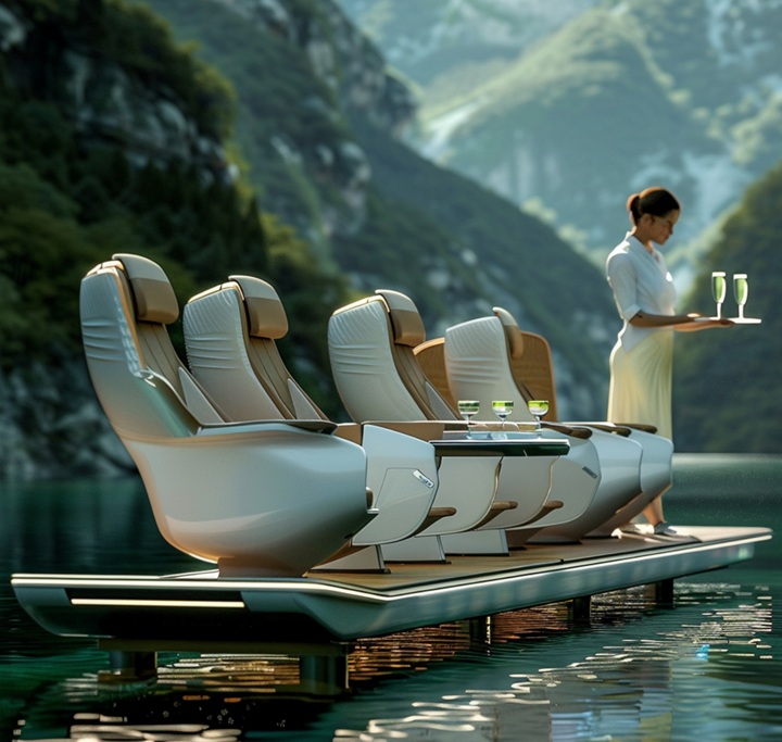 Family enjoying business class